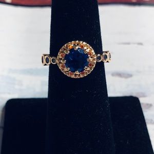 NWT Blue Stone Goldtone Jeweled Ring 6